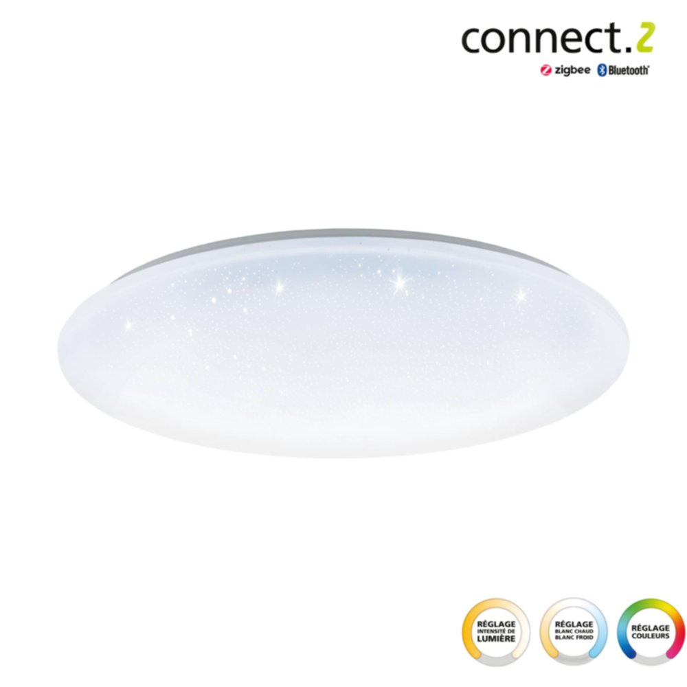 Plafonnier LED connecté Totari-z acier Ø58cm 4x8,1W blanc - EGLO